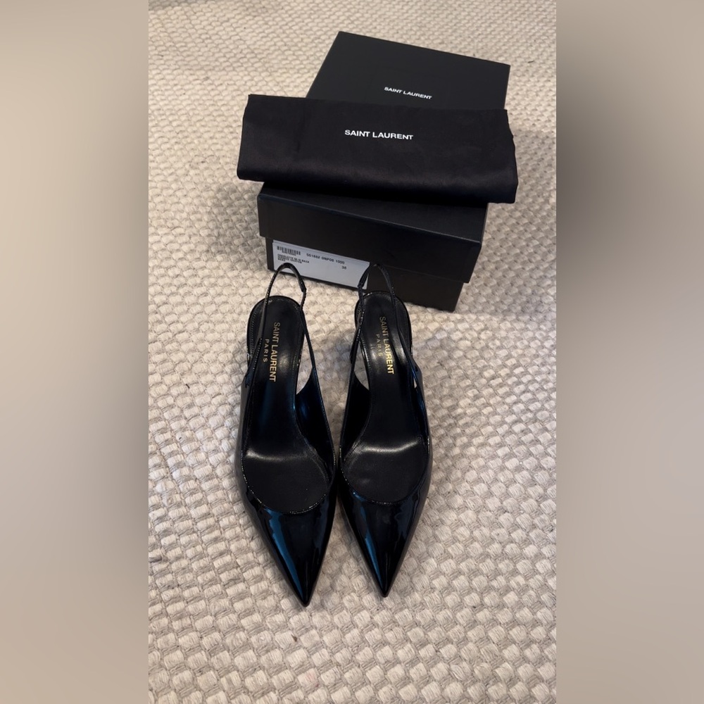 Saint Laurent Patent Leather Slingback Pumps